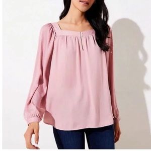 LOFT - Pink Square Neck Flowy blouse - Sze M